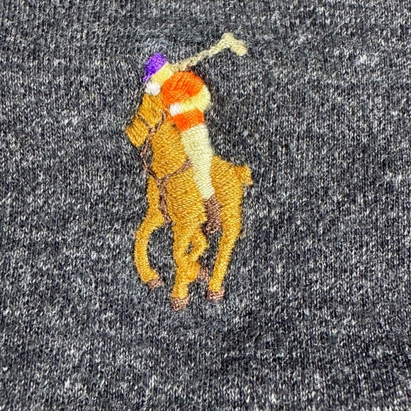 Polo Ralph Lauren Men's 2XLT Charcoal Gray Polo Shirt with Multicolor Pony - Picture 7 of 8